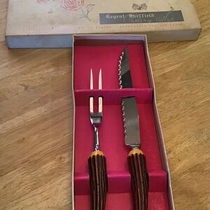 VINTAGE REGENT SHEFFIELD CUTLERY SET STAINLESS CARVING KNIFE‎ & FORK
